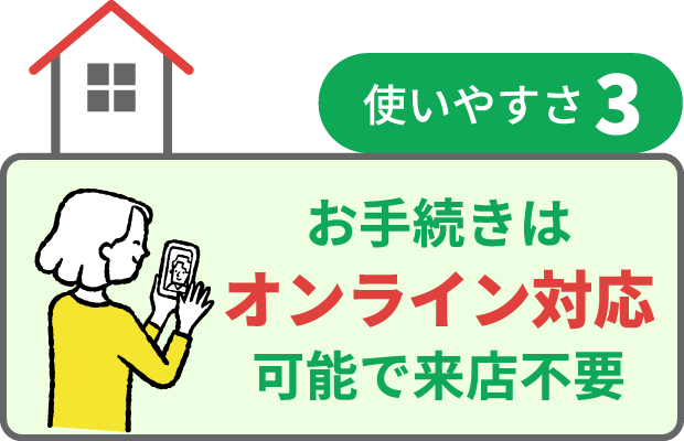 お手続きはオンライン対応可能で来店不要
